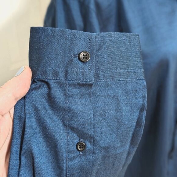 NWT Men's INC Pindot Colbot/Navy Blue Long Sleeve Dress Shirt - Picture 7 of 12